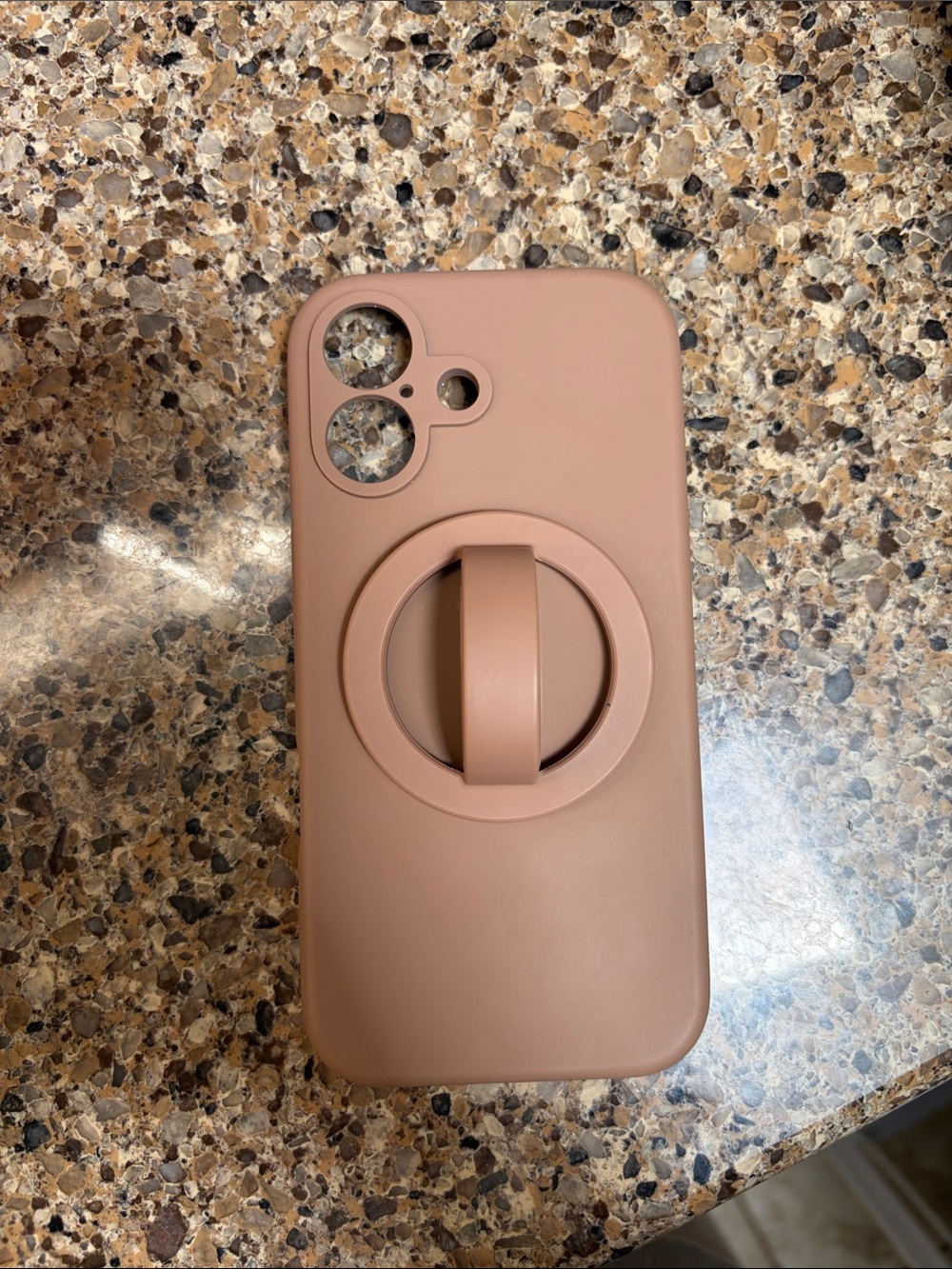 Silicone Ring Grip Phone Case - Light Brown